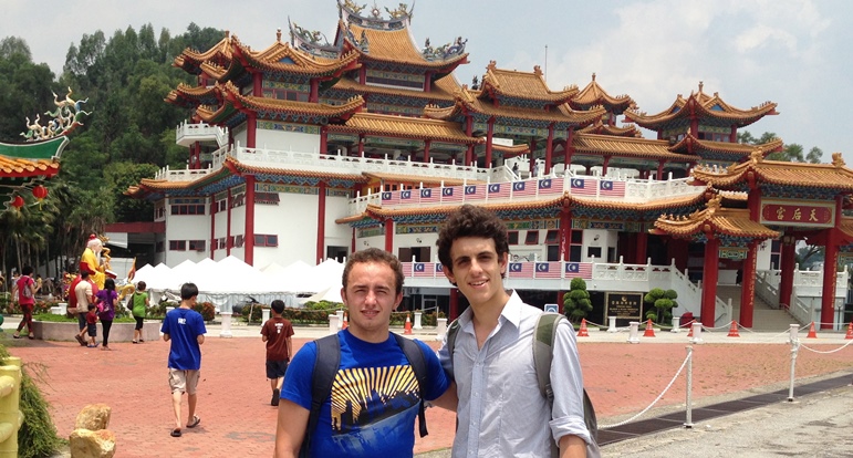 Students in front of temple