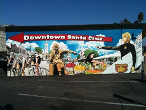 Mural with surfer