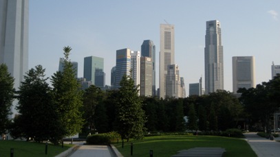 Park with skyscrapers in the background