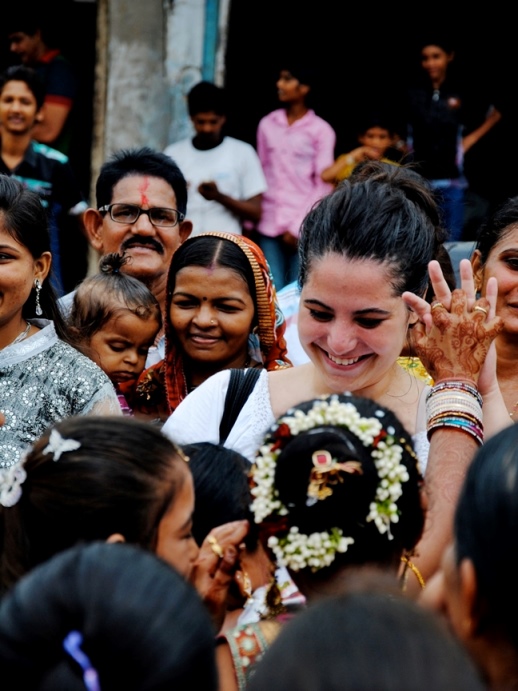 Student in group at celebration