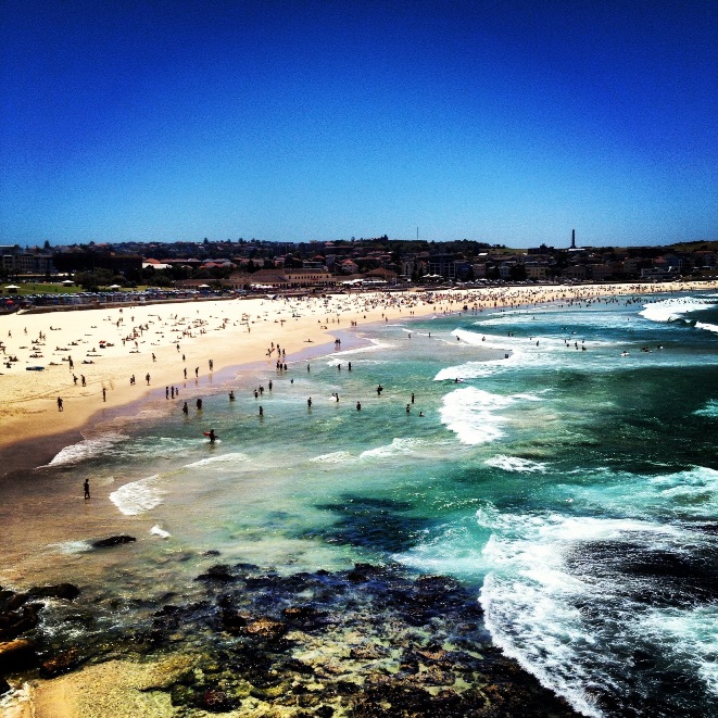 Beach with swimmers