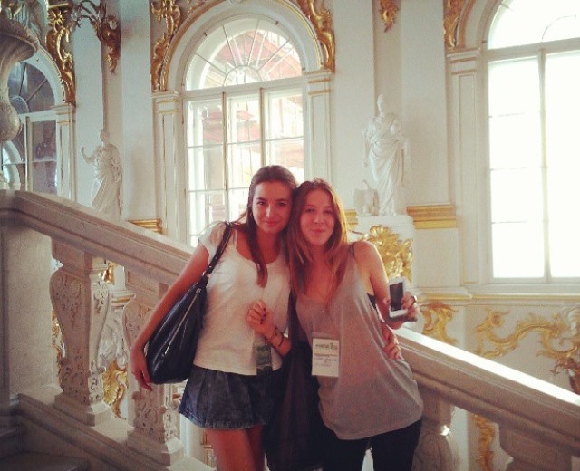 Two students posing