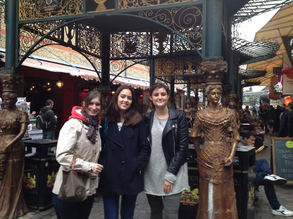3 students in city square