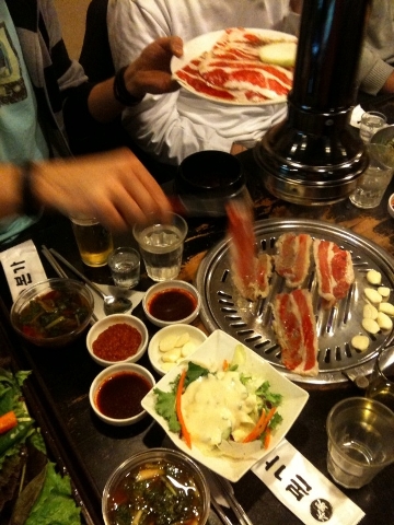 Serving at a Korean restaurant