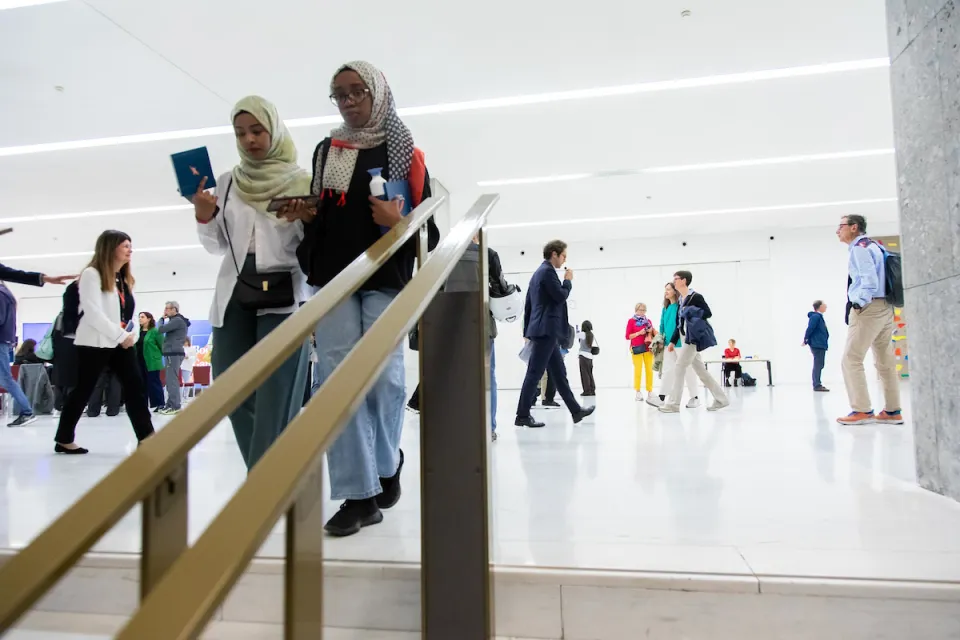 International students visiting the Bocconi Art Gallery.