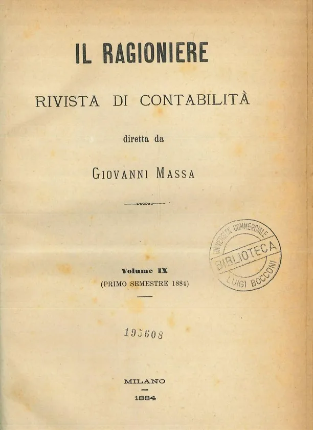 cover of the journal il ragioniere